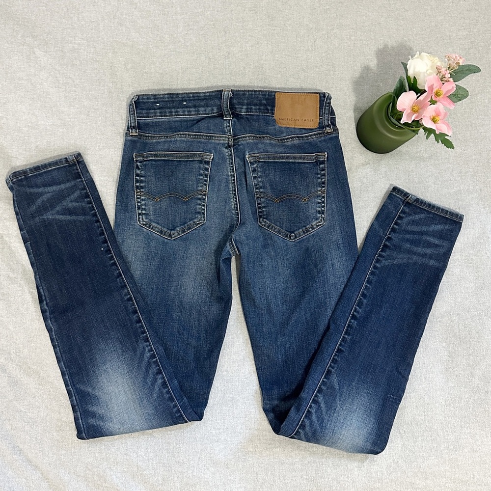 American Eagle Men’s Denim Skinny Jeans Dark Wash in Great Condition 28W, 32L - Picture 2 of 6